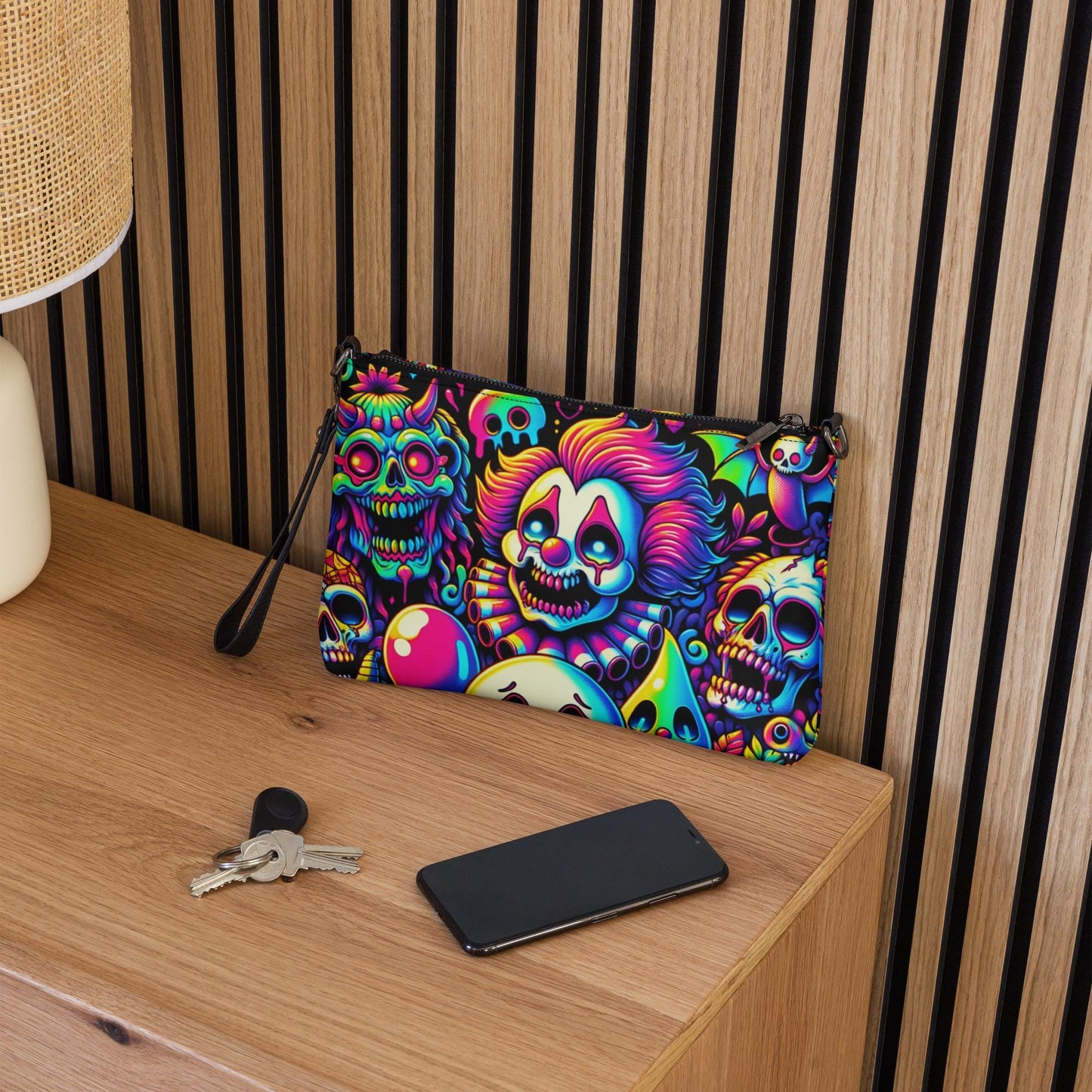 Creepy Cute Neon Goth Horror Punkrock Bubble Ghosts Crying Anime Weirdcore Pastel Goth Grunge Clutch Purse Crossbody Bag