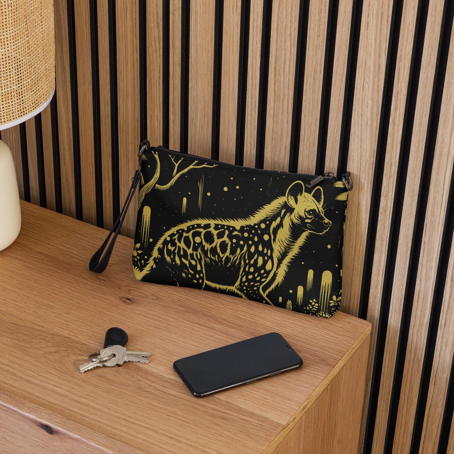 Yellow Goth Creepy Cute Weirdcore Dreamscape Spotted Hyena Punkrock Clutch Bag Gothic Grunge Purse Crossbody Bag