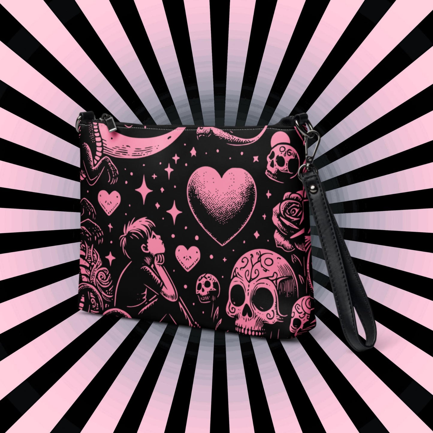 Pink Pastel Goth Kid Staring into the Night Weirdcore Dreamscape Punkrock Clutch Bag Gothic Grunge Purse Crossbody Bag