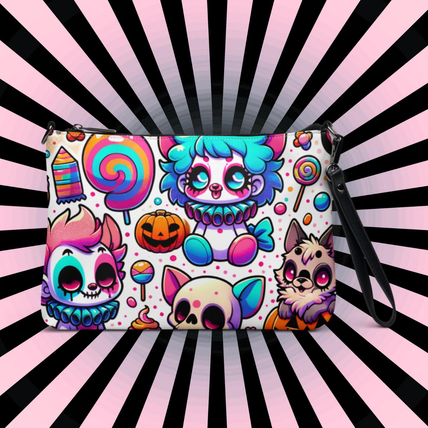 Creepy Cute Neon Goth Horror Punkrock Bubble Clown Clowncore Anime Weirdcore Pastel Goth Grunge Clutch Purse Crossbody Bag