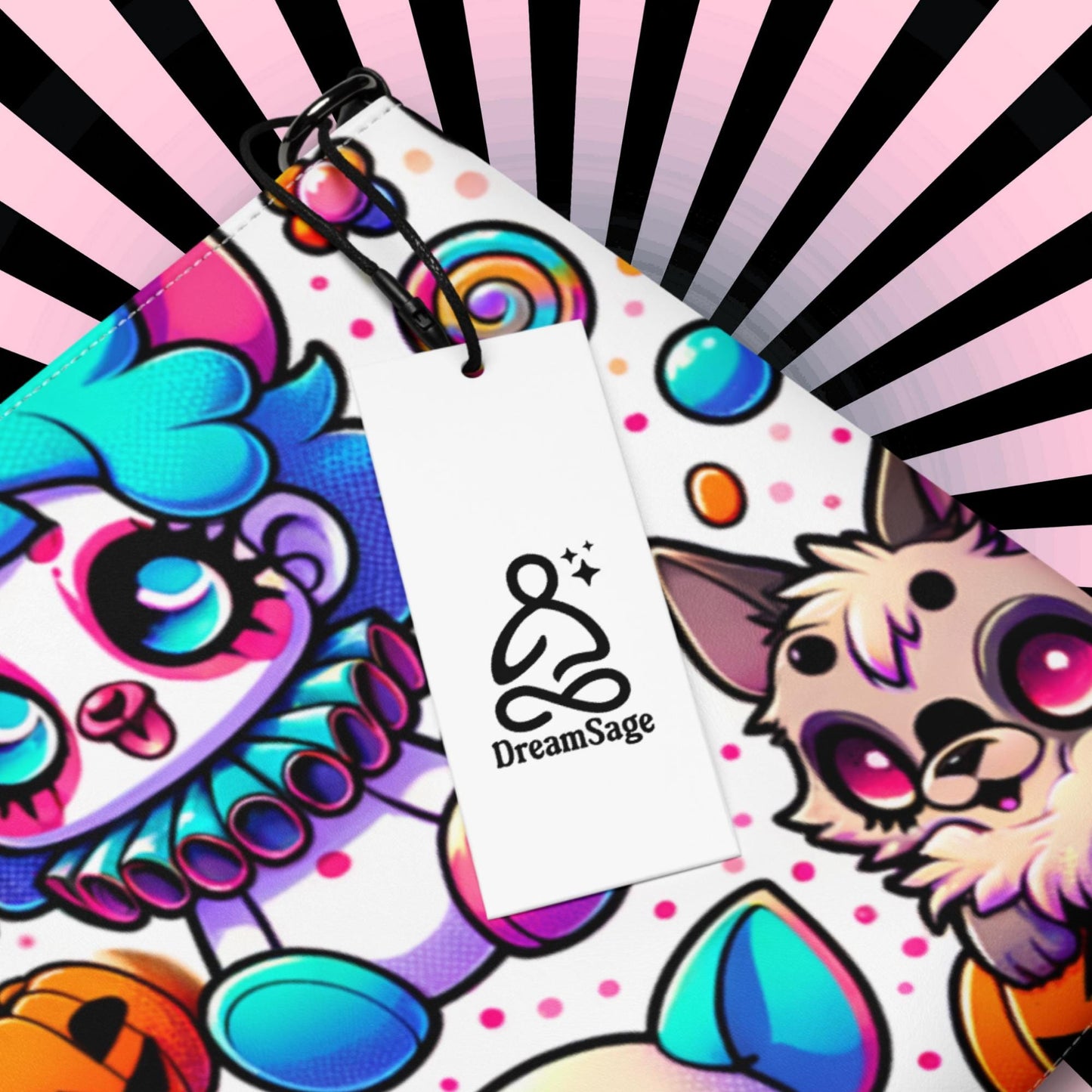 Creepy Cute Neon Goth Horror Punkrock Bubble Clown Clowncore Anime Weirdcore Pastel Goth Grunge Clutch Purse Crossbody Bag