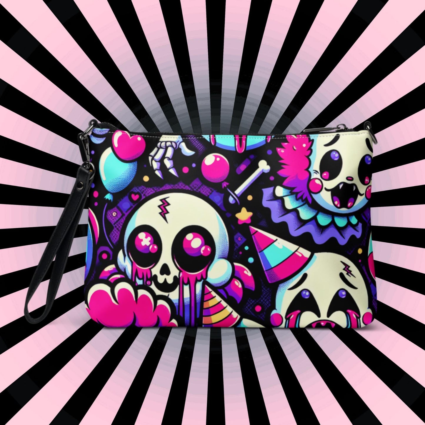 Creepy Cute Neon Goth Horror Punkrock Bubble Ghosts Weirdcore Pastel Goth Grunge Clutch Purse Crossbody Bag
