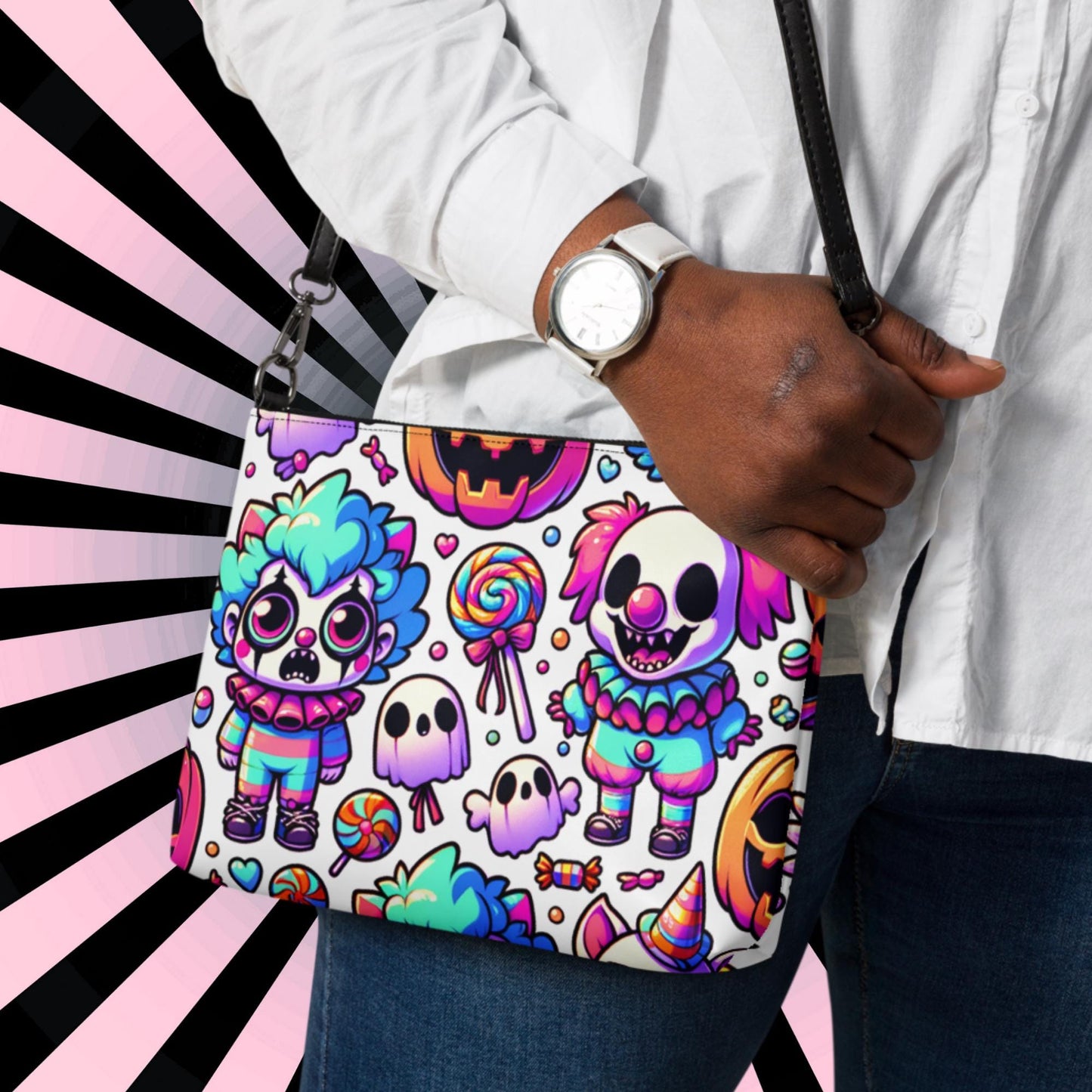 Weirdcore Pastel Goth Bubble Clowns Clowncore Punkrock Clutch Bag Gothic Grunge Purse Crossbody Bag