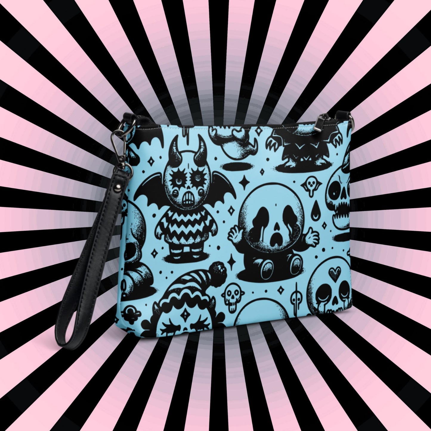 Weirdcore Pastel Goth Crying Bubble Skulls Punkrock Clutch Bag Gothic Grunge Purse Crossbody Bag