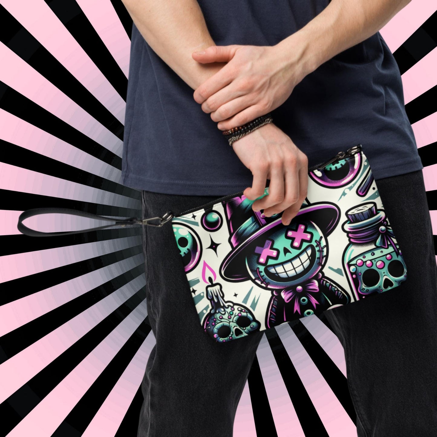 Weirdcore Pastel Goth Voodoo boy Punkrock Clutch Bag Gothic Grunge Purse Crossbody Bag