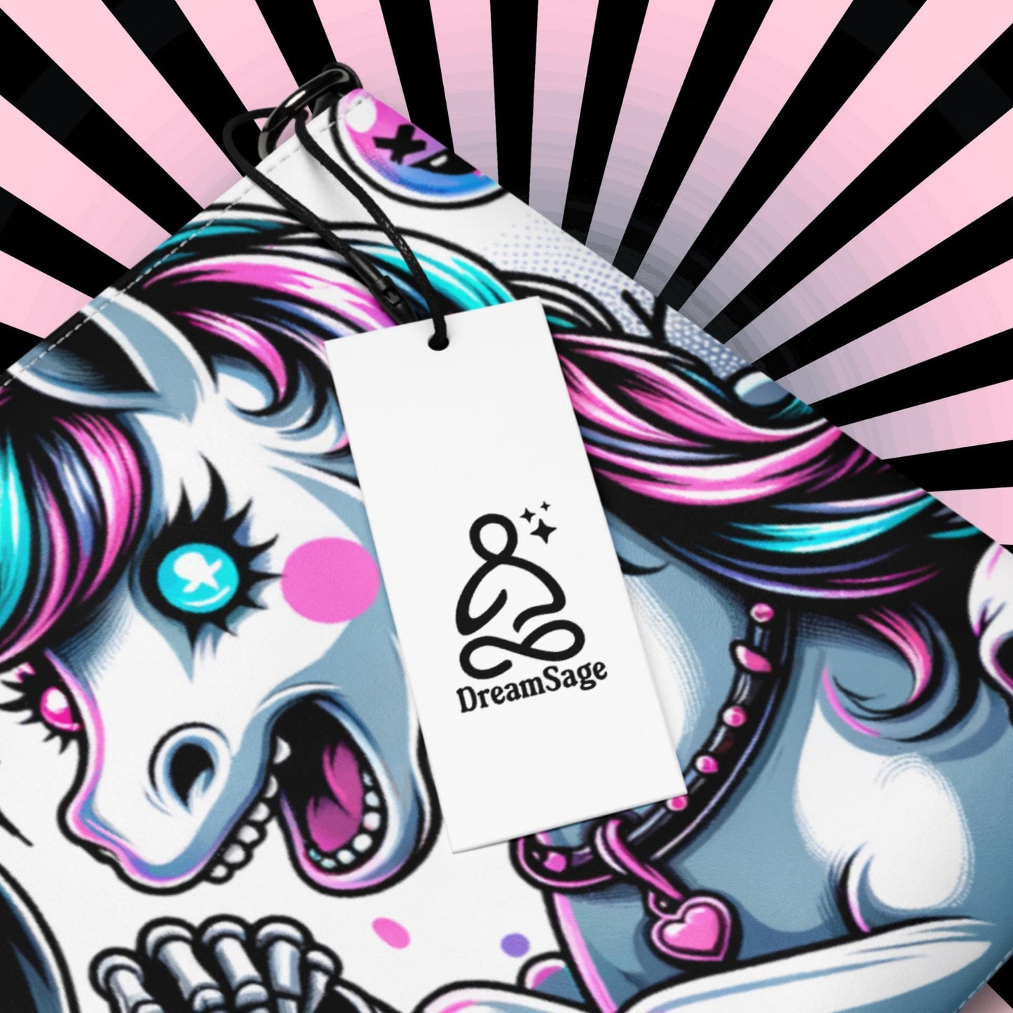 Weirdcore Pastel Unicorn Sugar Skull Grim Reaper Punkrock Clutch Bag Gothic Grunge Purse Crossbody Bag