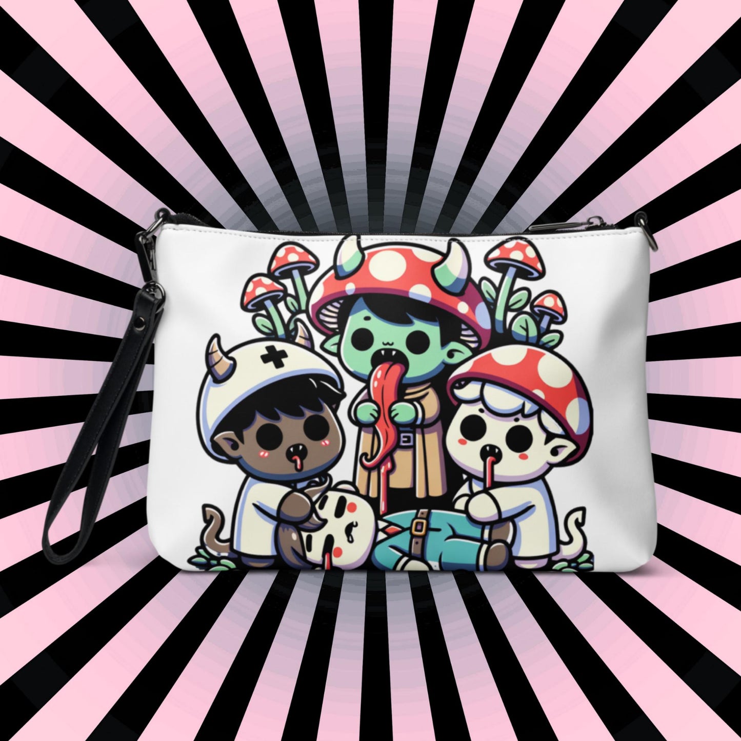 Weirdcore Pastel Goth Scene Zombie Mushroom Kids Kidcore Clutch Bag Gothic Grunge Purse Crossbody Bag