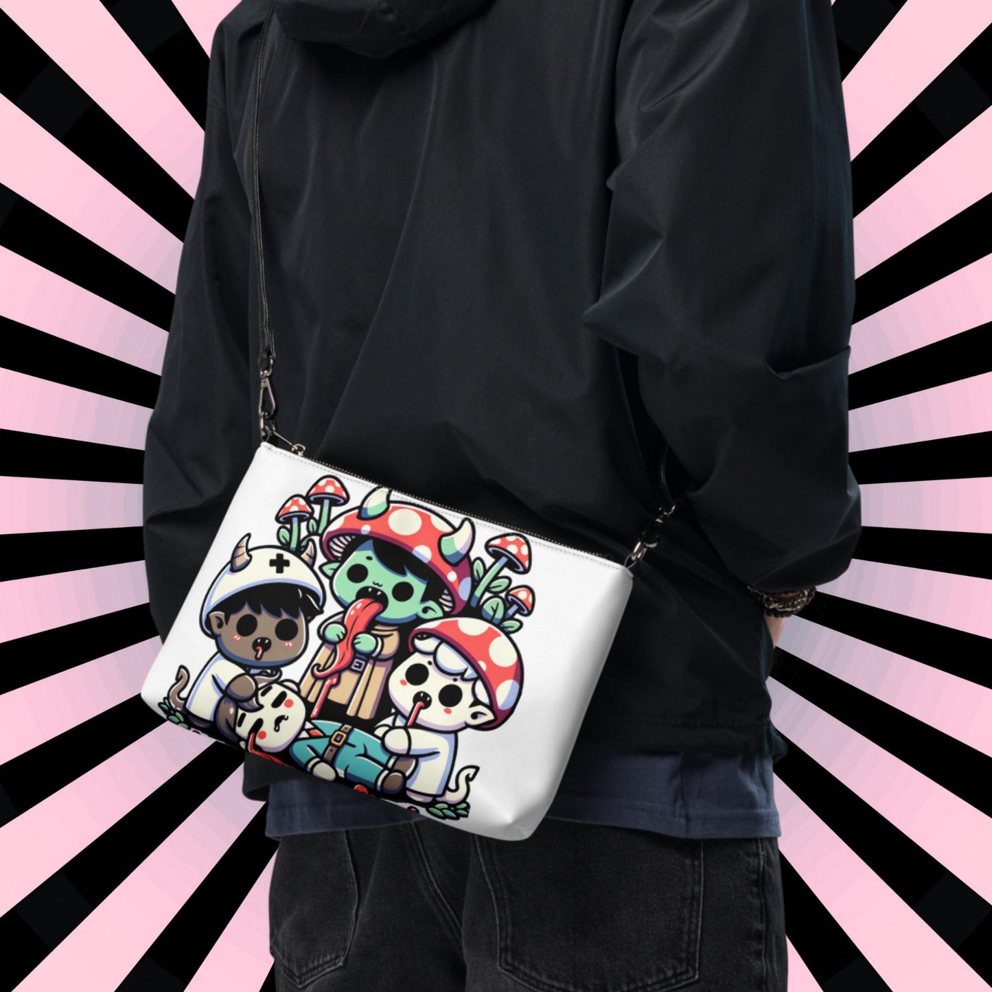Weirdcore Pastel Goth Scene Zombie Mushroom Kids Kidcore Clutch Bag Gothic Grunge Purse Crossbody Bag