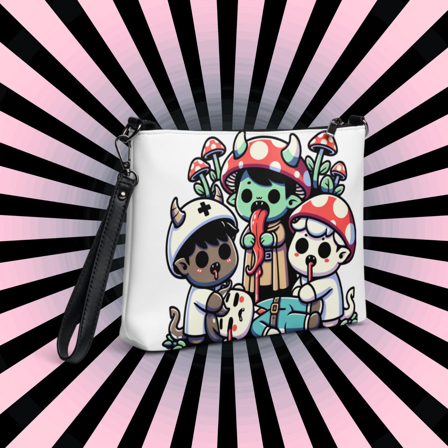 Weirdcore Pastel Goth Scene Zombie Mushroom Kids Kidcore Clutch Bag Gothic Grunge Purse Crossbody Bag