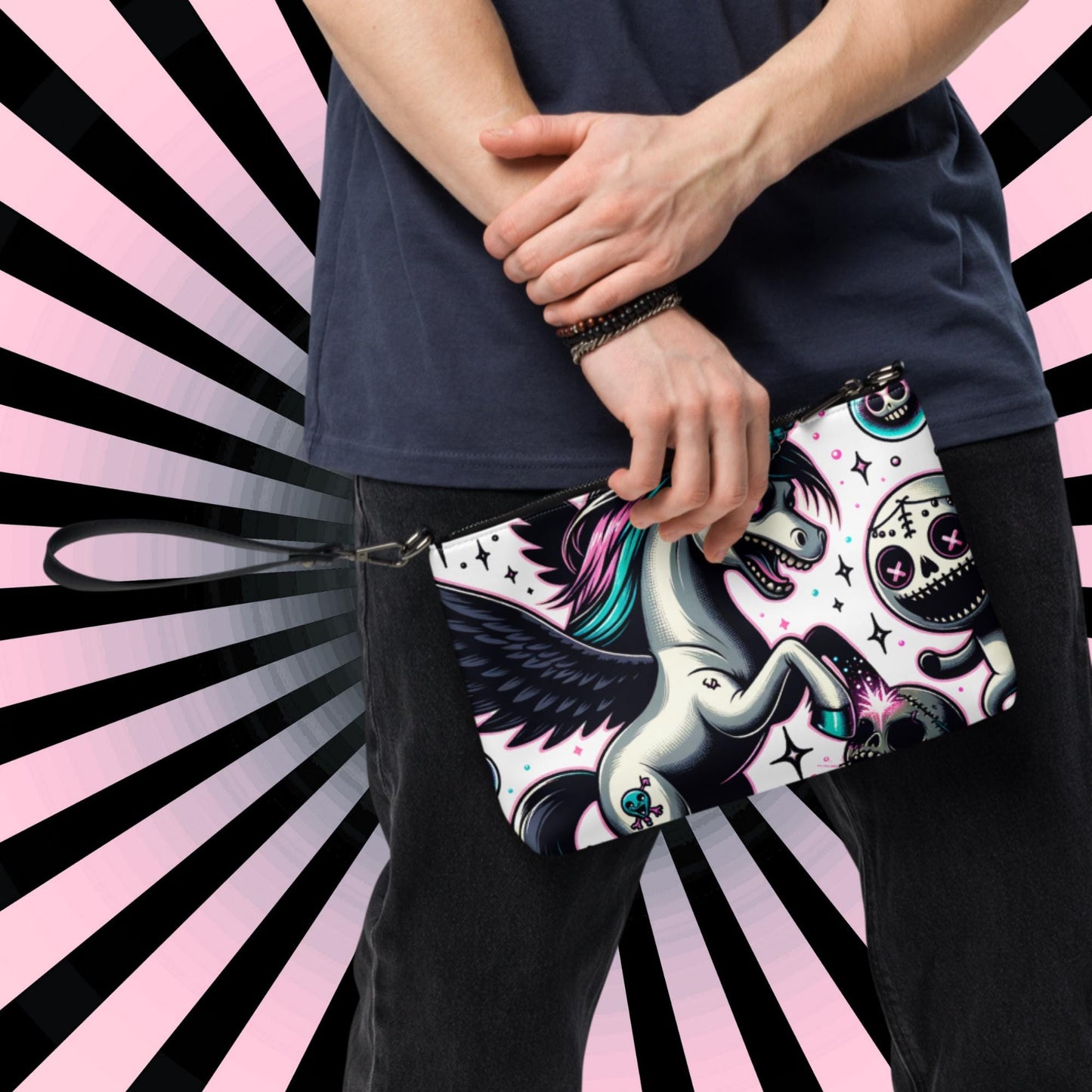 Weirdcore Pastel Goth Scene Angry Voodoo Unicorn Clutch Bag Gothic Grunge Purse Crossbody Bag