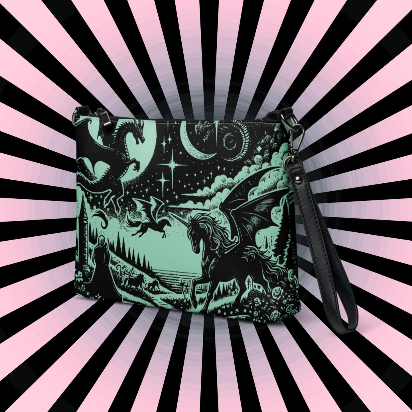 Jade Gothic Scene Pastel Goth Scene Dragon Unicorn Clutch Bag Gothic Grunge Purse Crossbody Bag