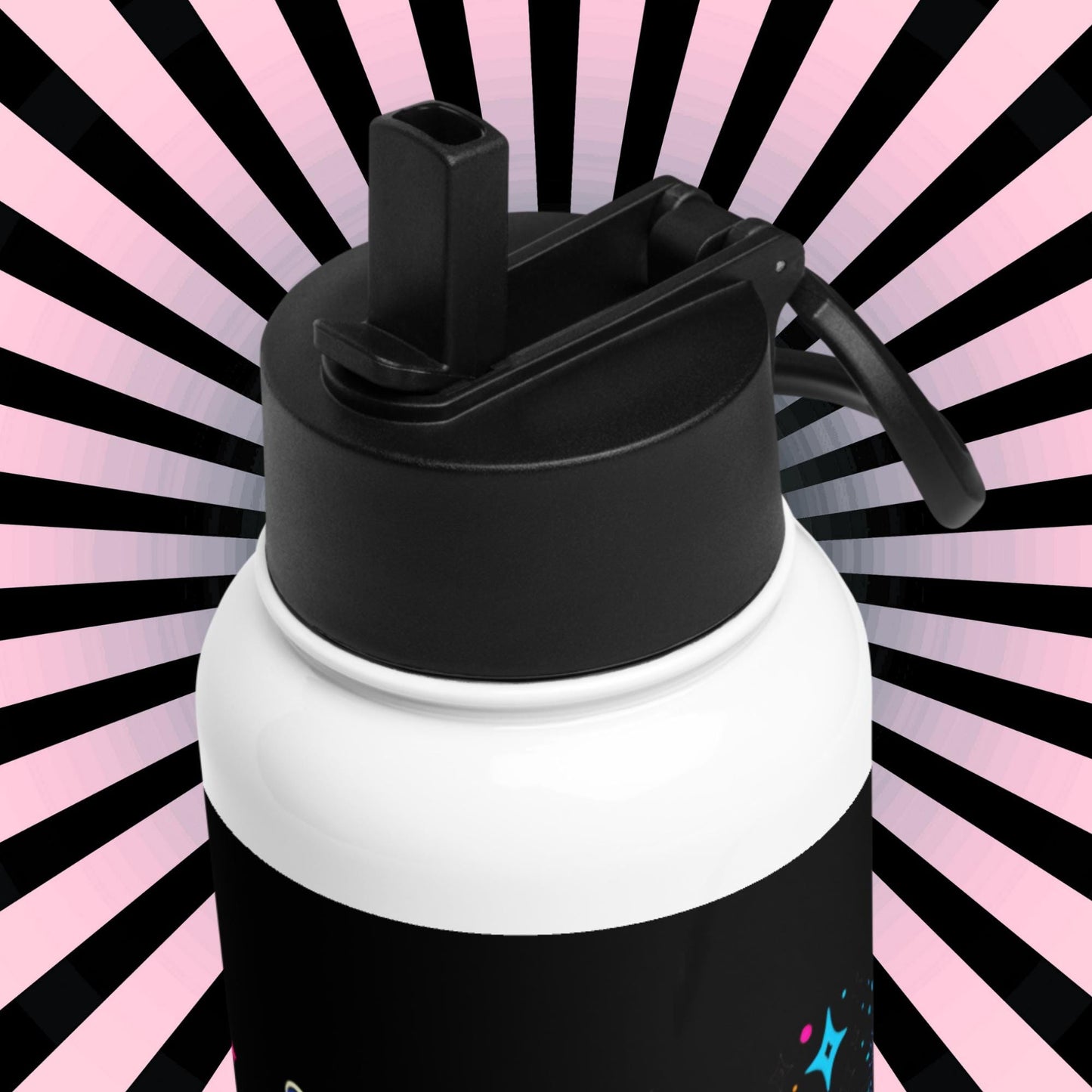 Magical Neon Goth Grunge Hyena Tumbler Stainless Steel Water Bottle with Straw & Lid
