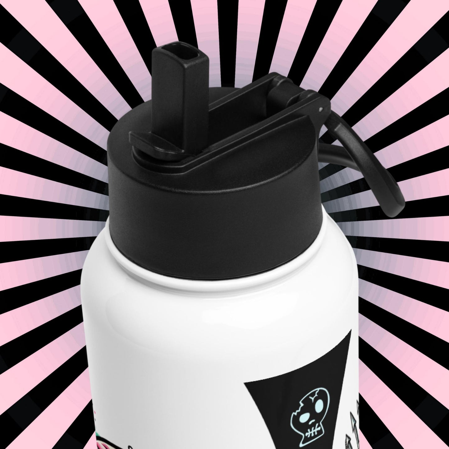 Weirdcore Christmas Ghouls Skulls Goth Grunge Tumbler Stainless Steel Water Bottle with Straw & Lid