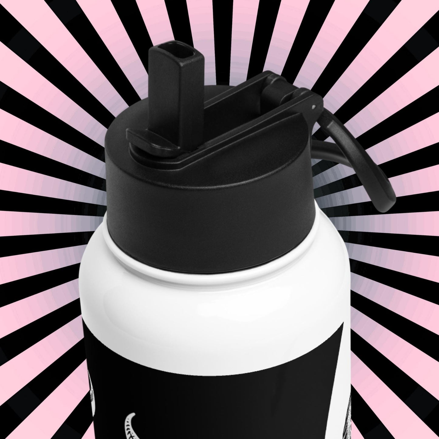 Darkcore Gothic Horned Skull Tumbler Stainless Steel Water Bottle with Straw & Lid