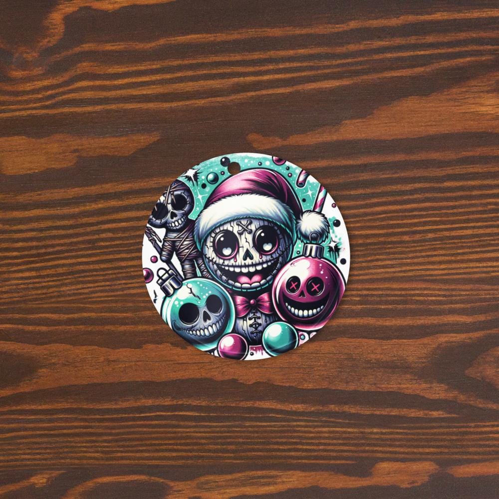 Spooky Cute Horror Holiday Christmas Nightmare Haunted Voodoo Doll Weirdcore Goth Grunge Acrylic Xmas Ornament