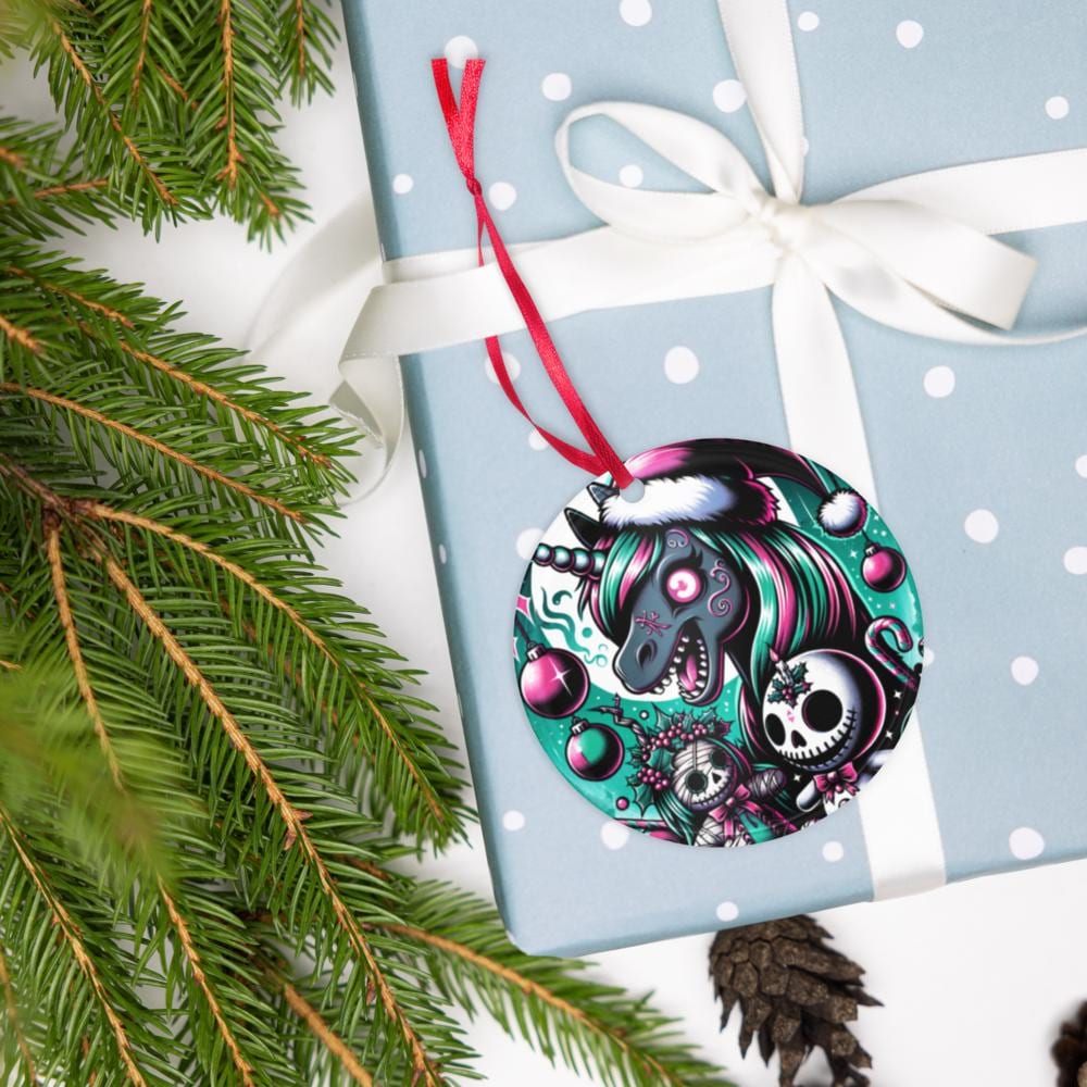 Spooky Cute Horror Holiday Christmas Nightmare Unicorn Weirdcore Goth Grunge Acrylic Xmas Ornament