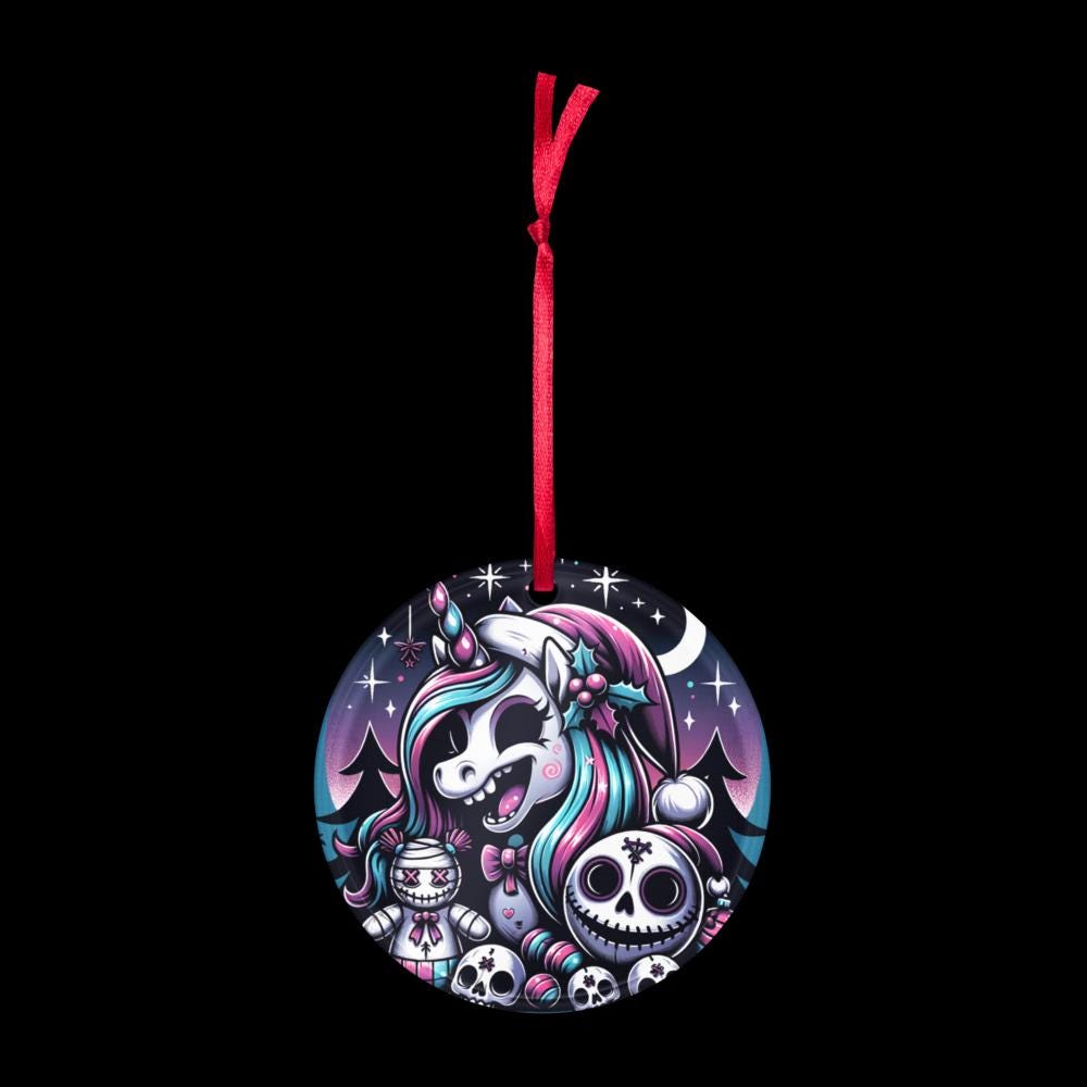 Horror Christmas Nightmare Unicorn Weirdcore Goth Grunge Acrylic Ornament