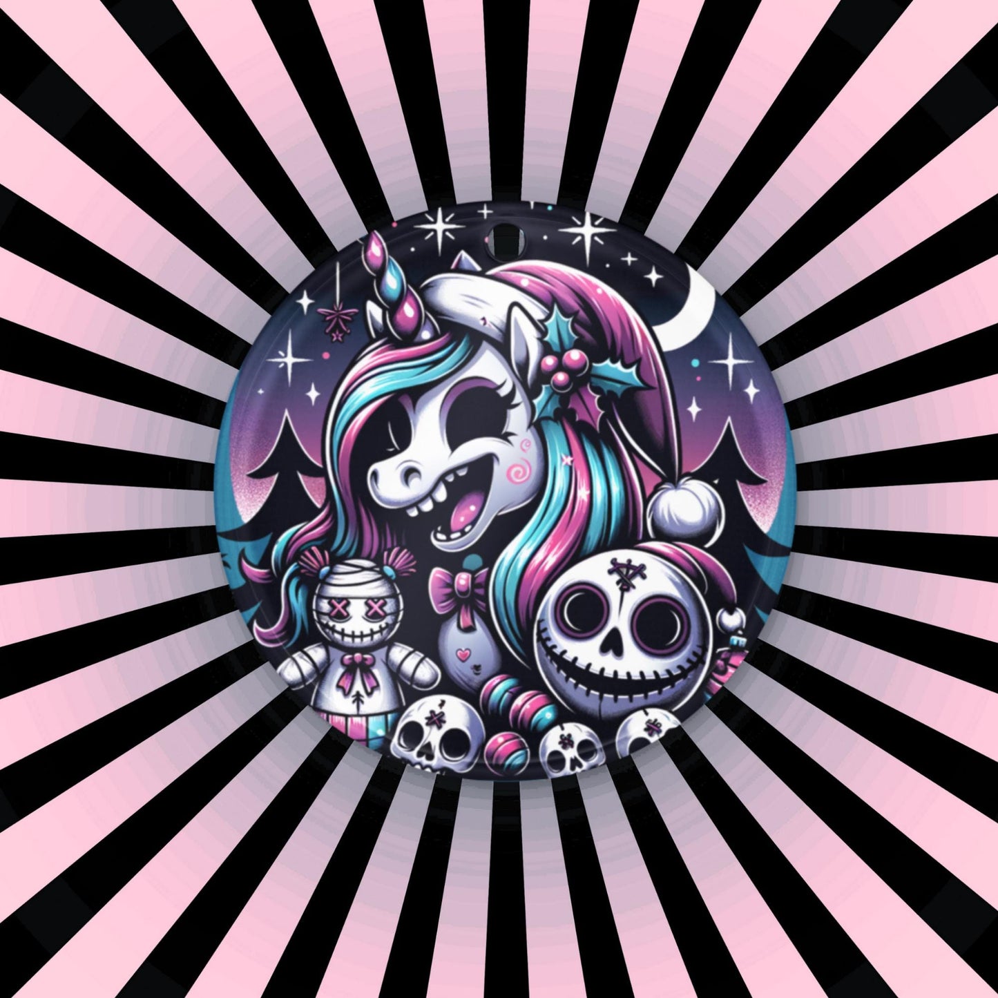 Horror Christmas Nightmare Unicorn Weirdcore Goth Grunge Acrylic Ornament