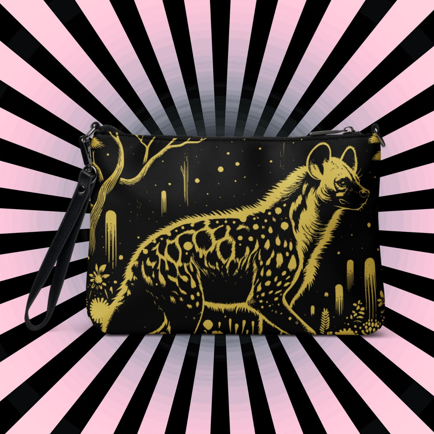 Yellow Goth Creepy Cute Weirdcore Dreamscape Spotted Hyena Punkrock Clutch Bag Gothic Grunge Purse Crossbody Bag