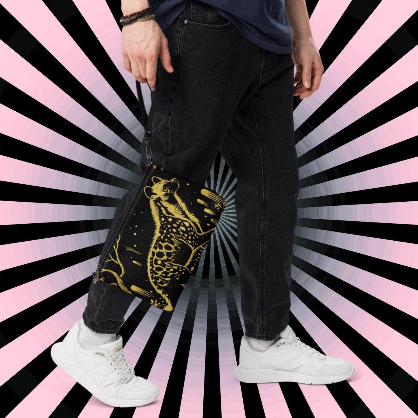 Yellow Goth Creepy Cute Weirdcore Dreamscape Spotted Hyena Punkrock Clutch Bag Gothic Grunge Purse Crossbody Bag