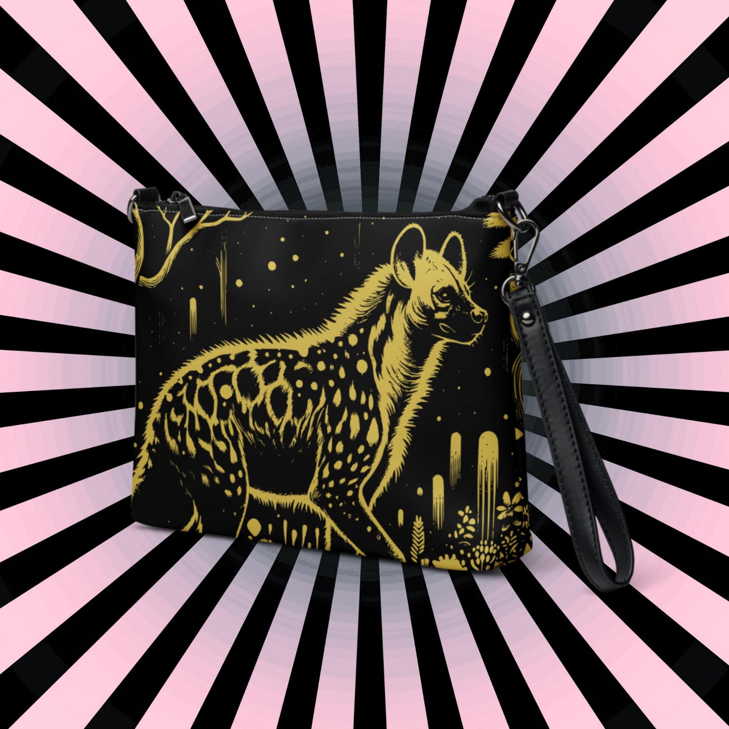 Yellow Goth Creepy Cute Weirdcore Dreamscape Spotted Hyena Punkrock Clutch Bag Gothic Grunge Purse Crossbody Bag