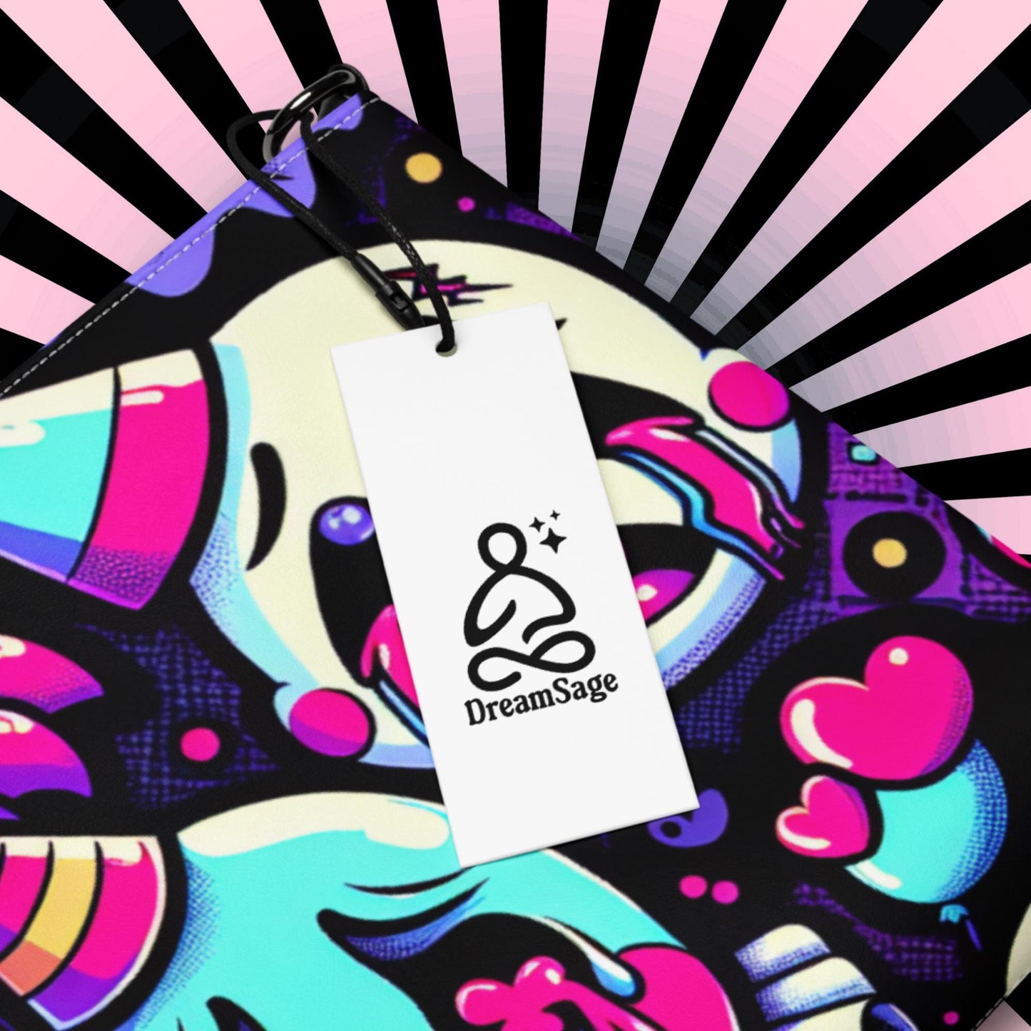 Creepy Cute Neon Goth Horror Punkrock Bubble Ghosts Weirdcore Pastel Goth Grunge Clutch Purse Crossbody Bag
