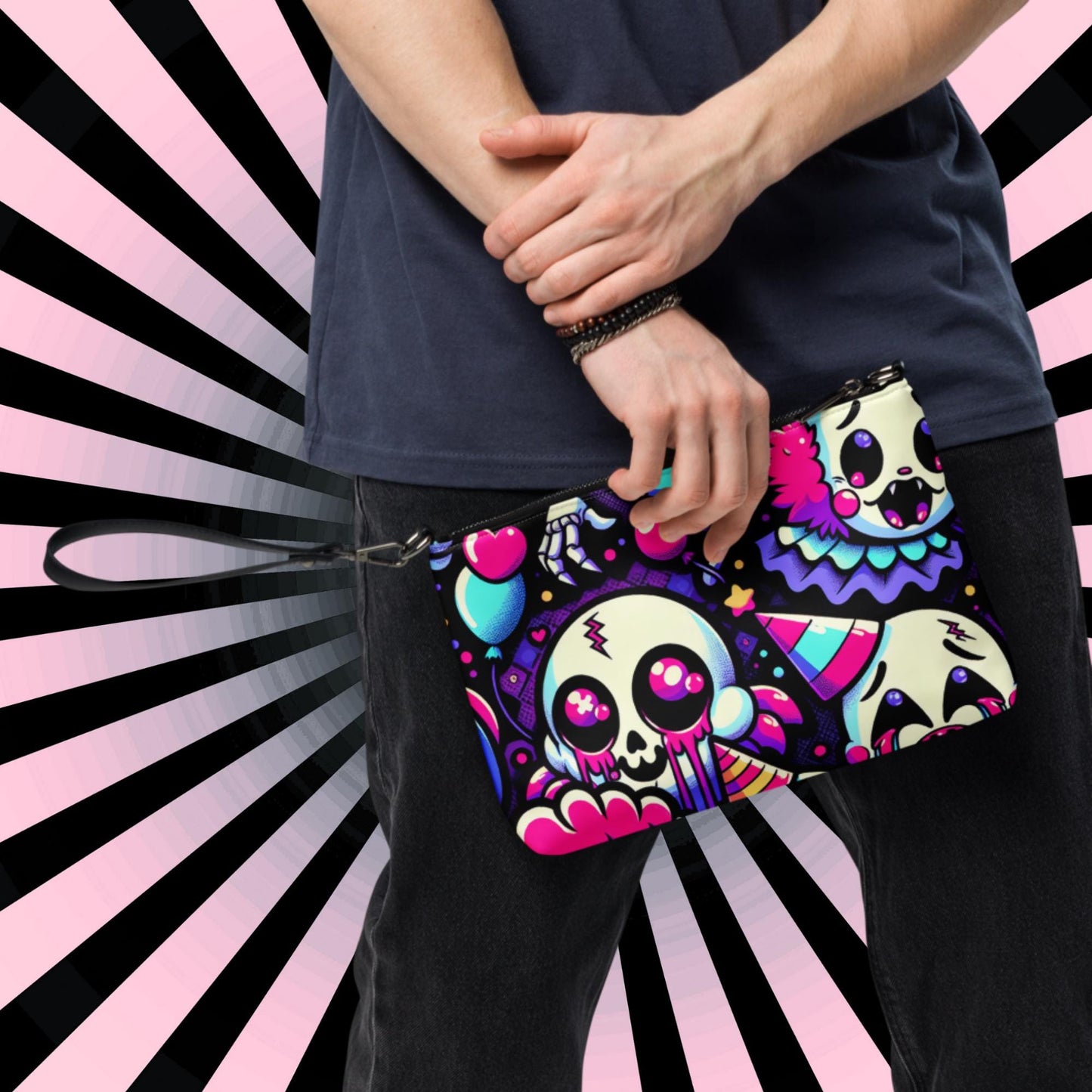 Creepy Cute Neon Goth Horror Punkrock Bubble Ghosts Weirdcore Pastel Goth Grunge Clutch Purse Crossbody Bag
