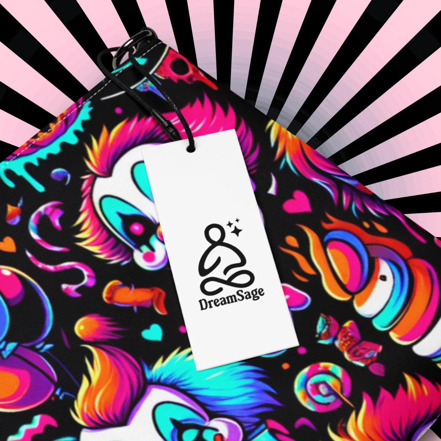 Clowncore Neon Goth Horror Punkrock Demon Clowns Weirdcore Pastel Goth Grunge Clutch Purse Crossbody Bag