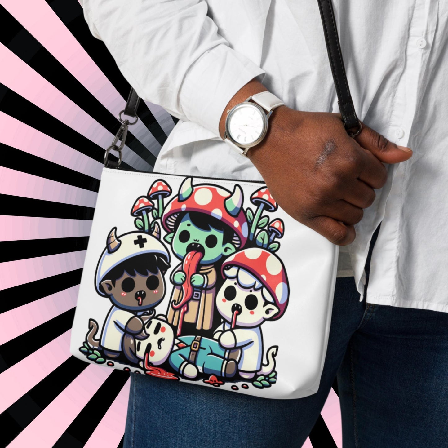 Weirdcore Pastel Goth Scene Zombie Mushroom Kids Kidcore Clutch Bag Gothic Grunge Purse Crossbody Bag