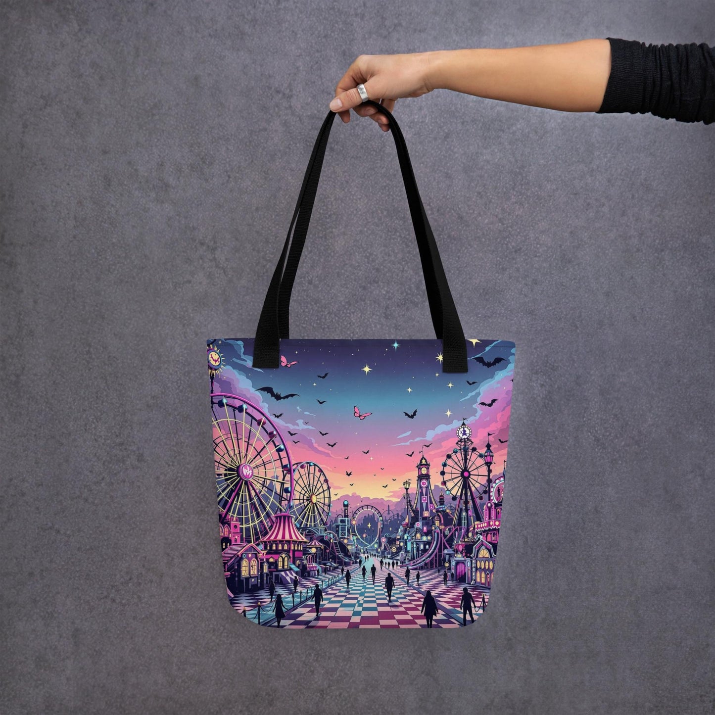 Arcane Tote Bag Gothic Grunge Neon Goth Darkcore Weirdcore Carnival Dark Aesthetic Halloween Purse Tote