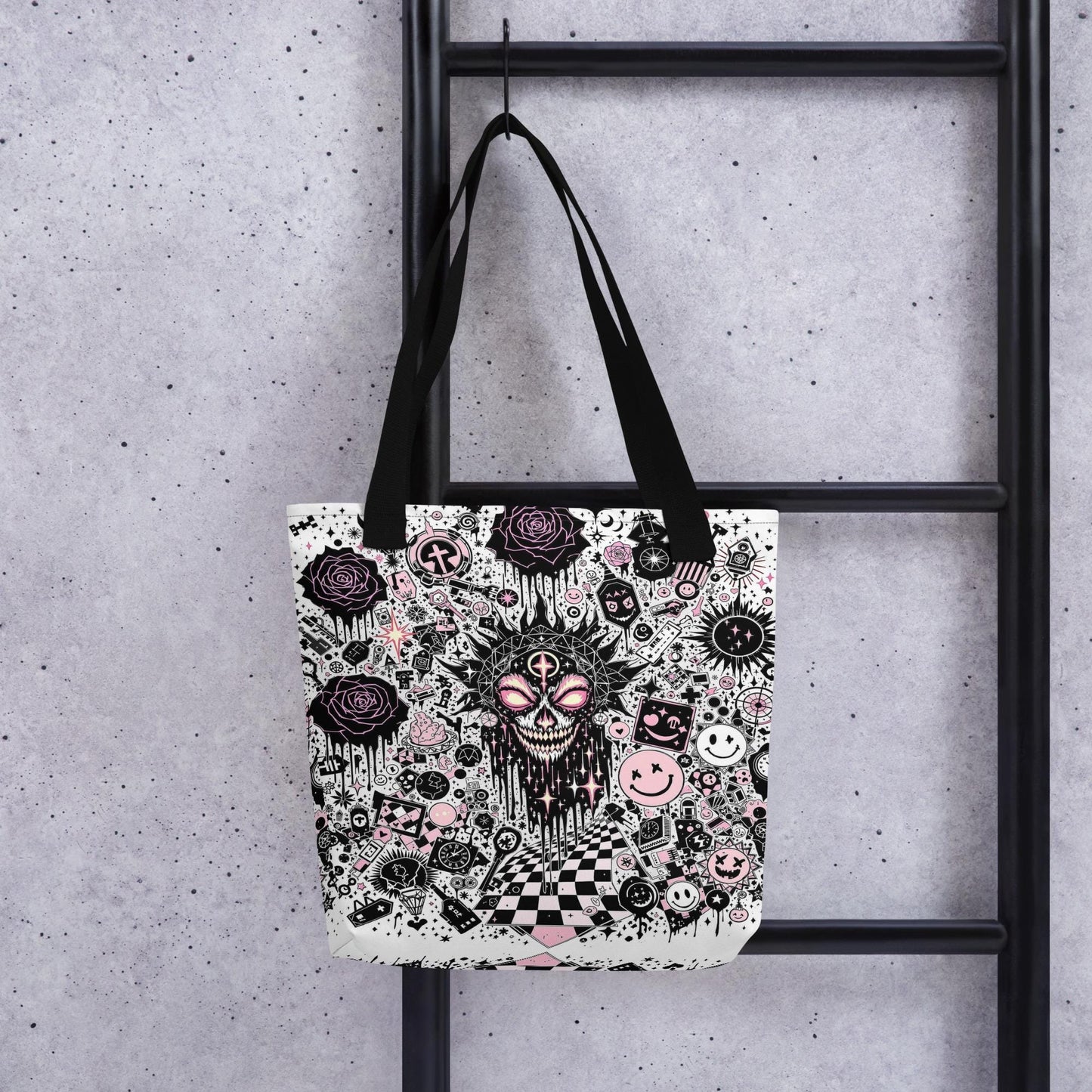 Dark Carnival Arcane Tote Bag Gothic Grunge Neon Goth Darkcore Weirdcore Dark Aesthetic Halloween Purse Tote