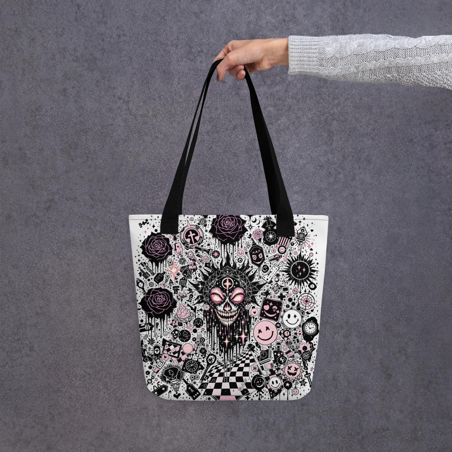 Dark Carnival Arcane Tote Bag Gothic Grunge Neon Goth Darkcore Weirdcore Dark Aesthetic Halloween Purse Tote