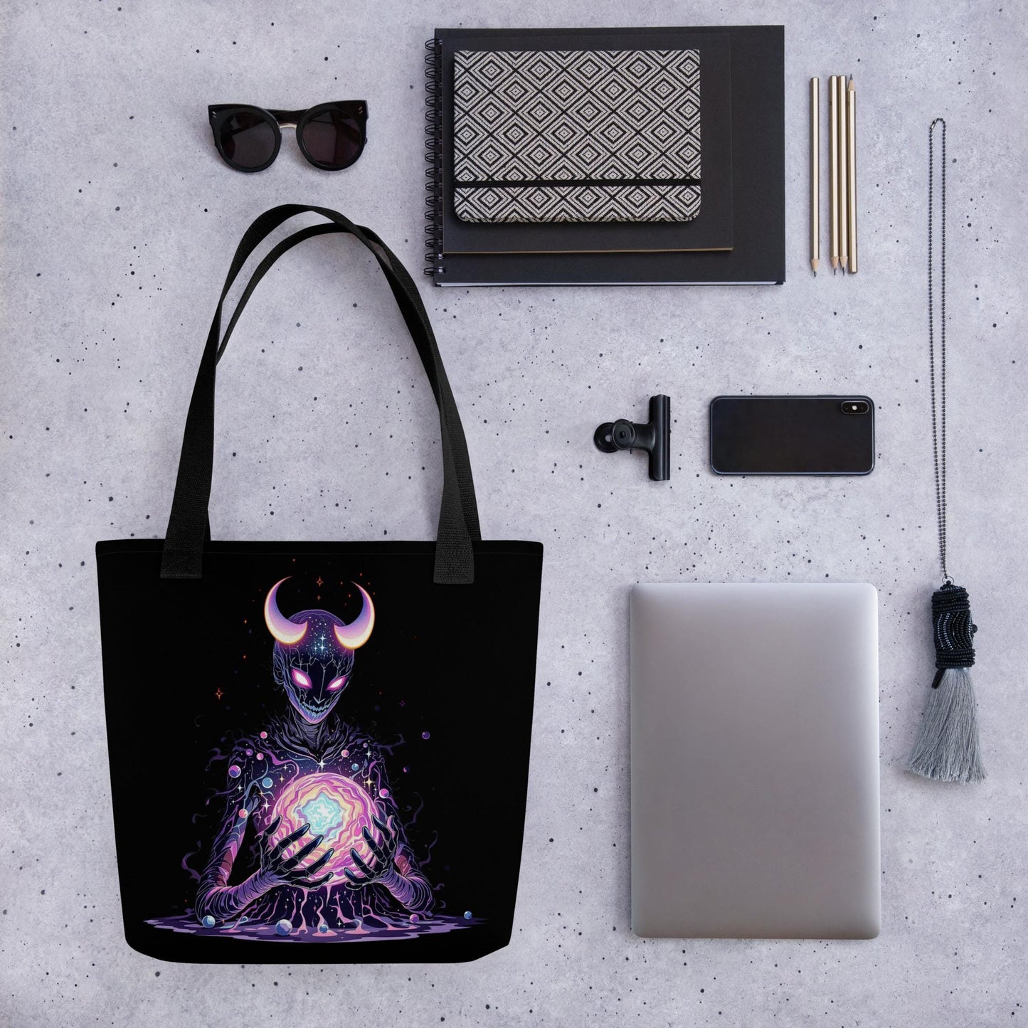Chaos Demon Arcane Tote Bag Gothic Grunge Neon Goth Darkcore Weirdcore Dark Aesthetic Halloween Purse Tote