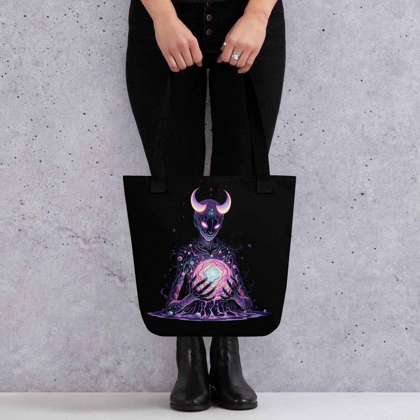 Chaos Demon Arcane Tote Bag Gothic Grunge Neon Goth Darkcore Weirdcore Dark Aesthetic Halloween Purse Tote