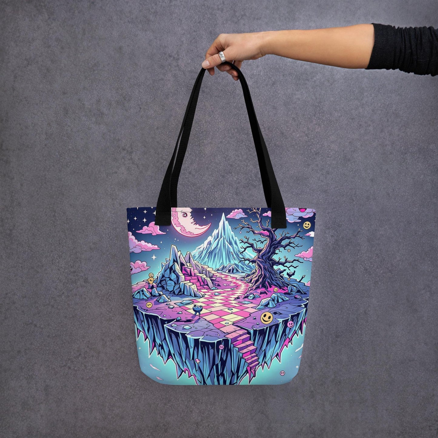 Surreal Landscape Arcane Tote Bag Gothic Grunge Neon Goth Darkcore Weirdcore Dark Aesthetic Halloween Purse Tote