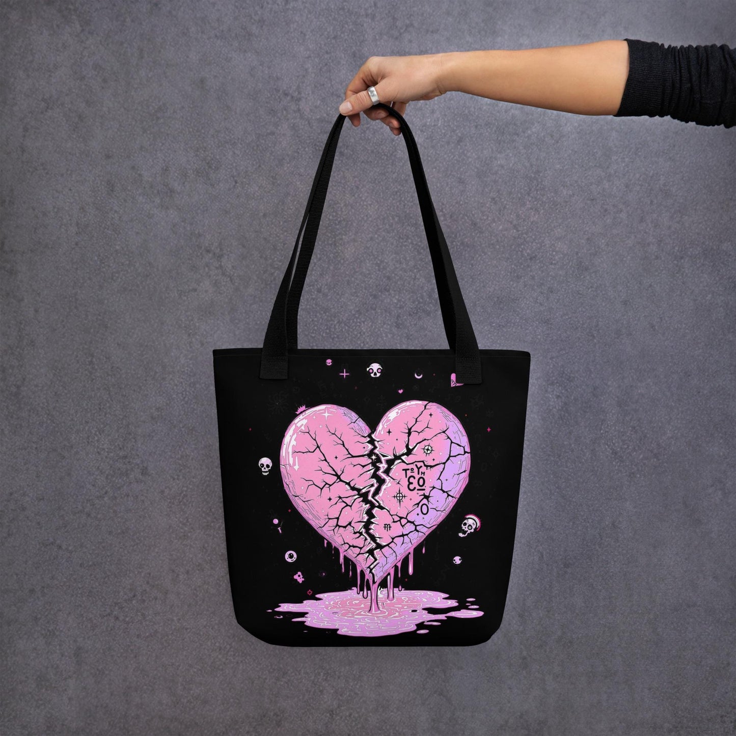 Arcane Heart Meltdown Tote Bag Gothic Grunge Neon Goth Darkcore Weirdcore Dark Aesthetic Halloween Purse Tote