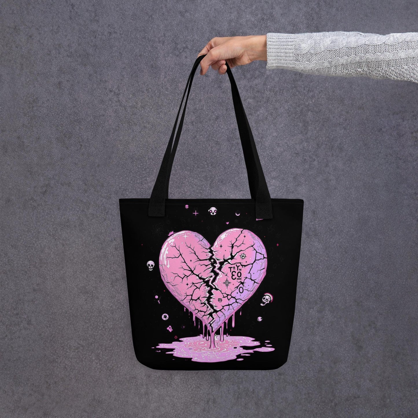 Arcane Heart Meltdown Tote Bag Gothic Grunge Neon Goth Darkcore Weirdcore Dark Aesthetic Halloween Purse Tote
