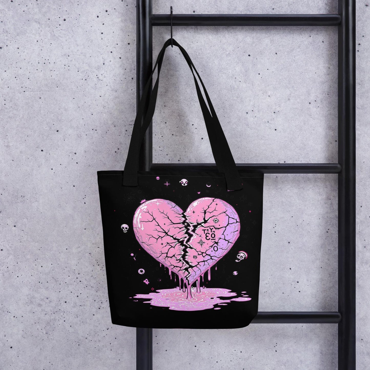 Arcane Heart Meltdown Tote Bag Gothic Grunge Neon Goth Darkcore Weirdcore Dark Aesthetic Halloween Purse Tote