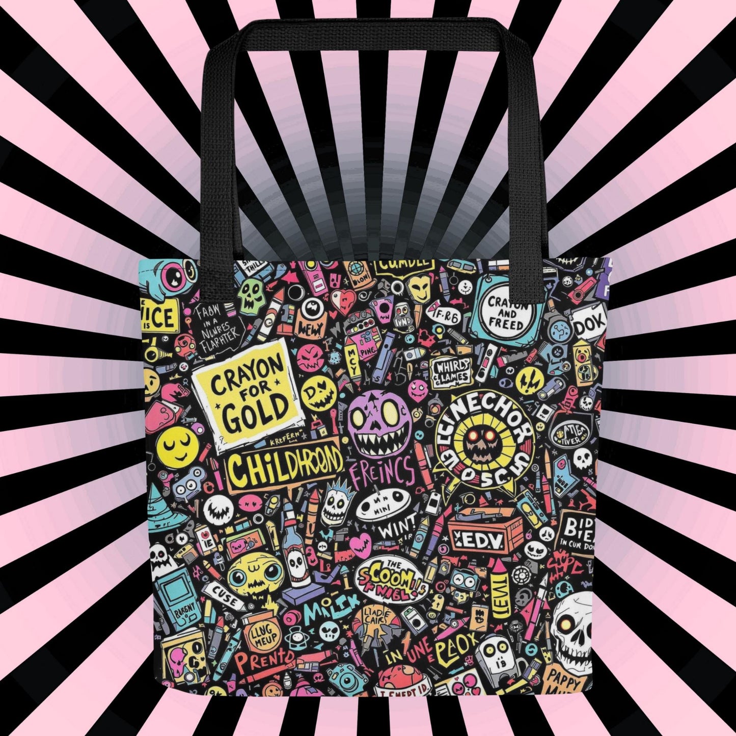 Arcane Tote Bag Gothic Grunge Neon Goth Darkcore Weirdcore Nostalgia Dark Aesthetic Halloween Purse Tote