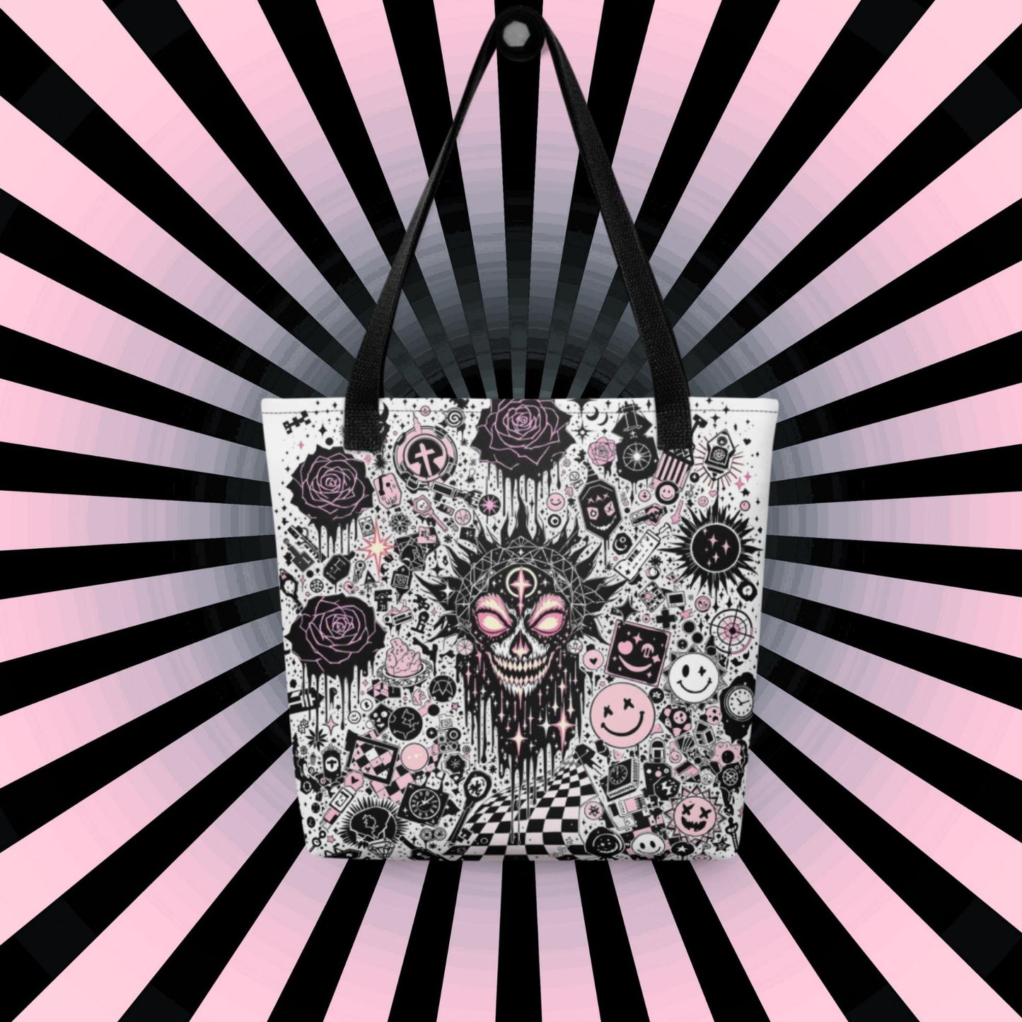 Dark Carnival Arcane Tote Bag Gothic Grunge Neon Goth Darkcore Weirdcore Dark Aesthetic Halloween Purse Tote
