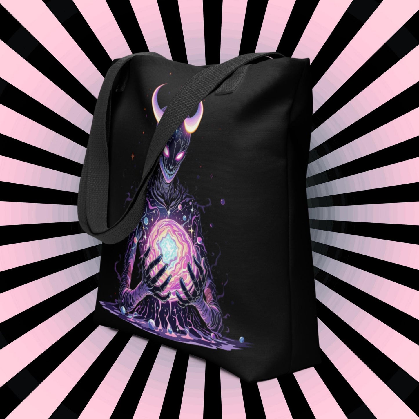 Chaos Demon Arcane Tote Bag Gothic Grunge Neon Goth Darkcore Weirdcore Dark Aesthetic Halloween Purse Tote