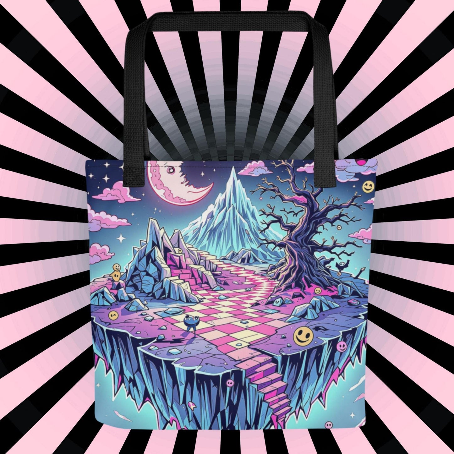 Surreal Landscape Arcane Tote Bag Gothic Grunge Neon Goth Darkcore Weirdcore Dark Aesthetic Halloween Purse Tote