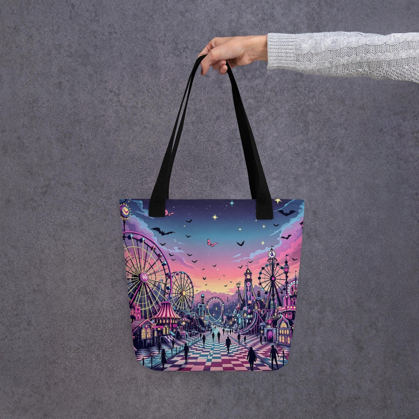 Arcane Tote Bag Gothic Grunge Neon Goth Darkcore Weirdcore Carnival Dark Aesthetic Halloween Purse Tote