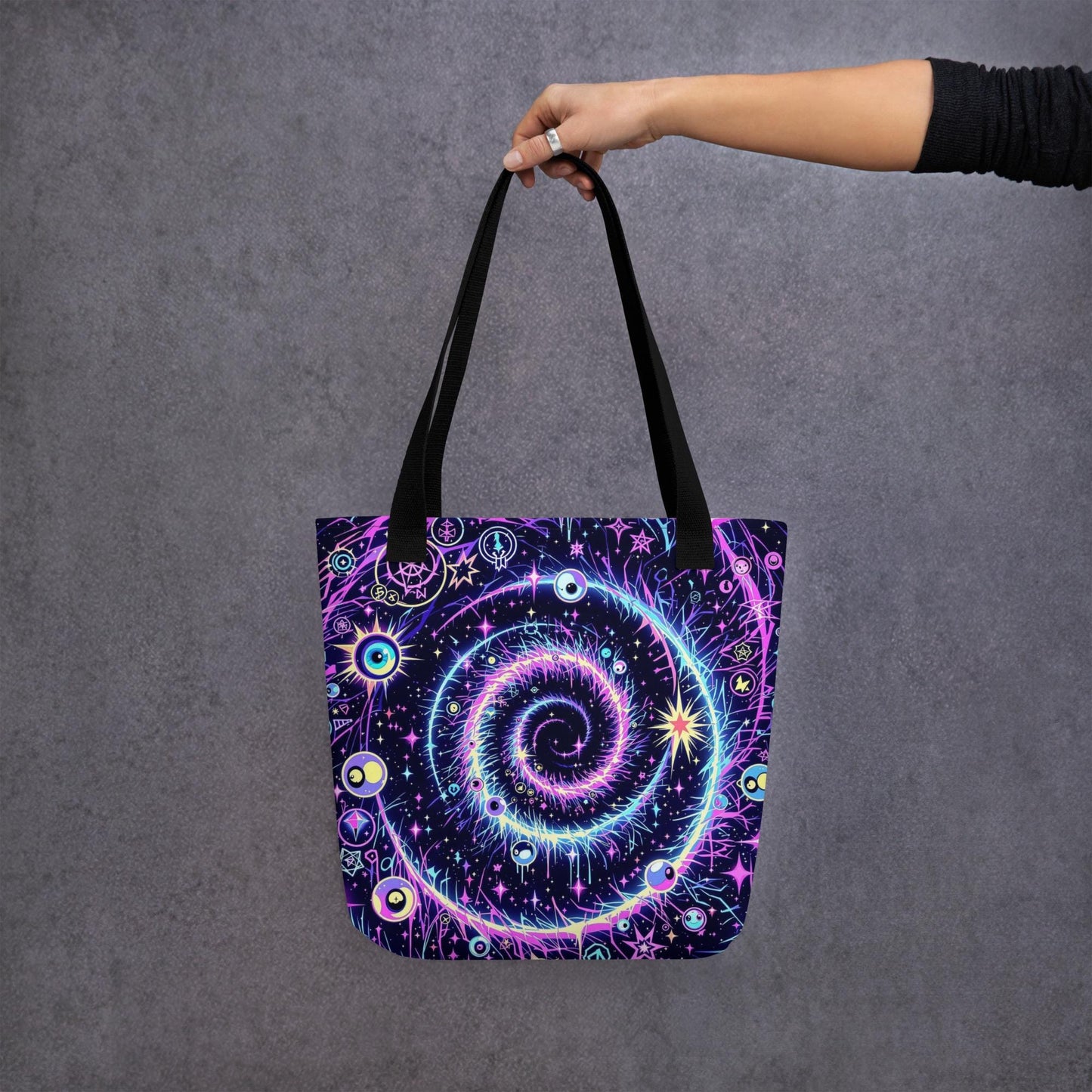 Celestial Swirl Arcane Tote Bag Gothic Grunge Neon Goth Darkcore Weirdcore Dark Aesthetic Halloween Purse Tote