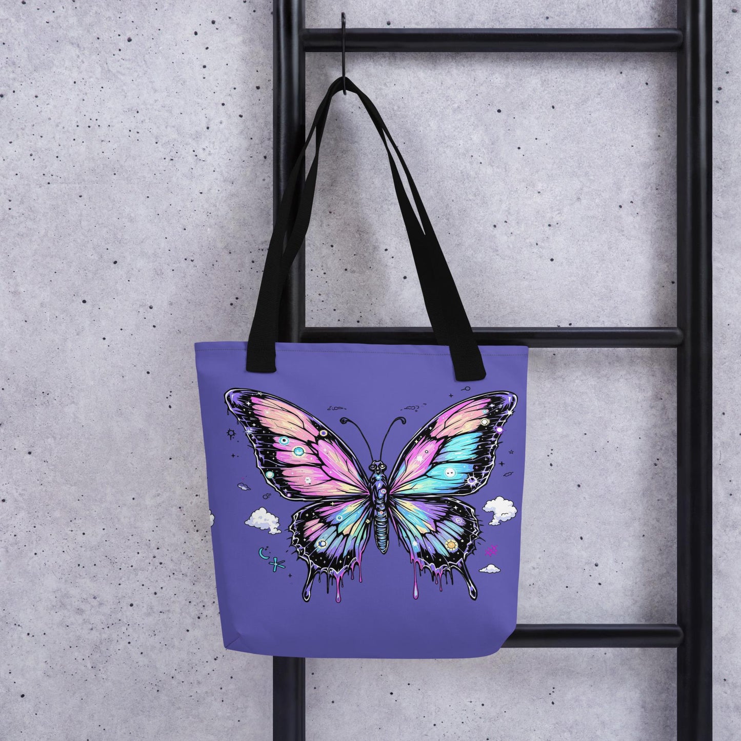 Cosmic Butterfly Arcane Tote Bag Gothic Grunge Neon Goth Darkcore Weirdcore Dark Aesthetic Halloween Purse Tote