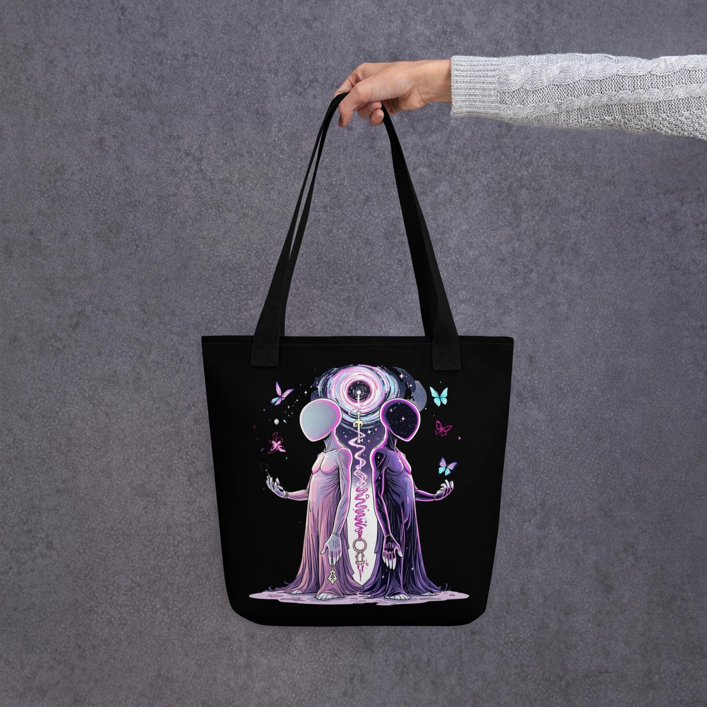 Hollow Faced Twins Arcane Tote Bag Gothic Grunge Neon Goth Darkcore Weirdcore Dark Aesthetic Halloween Purse Tote