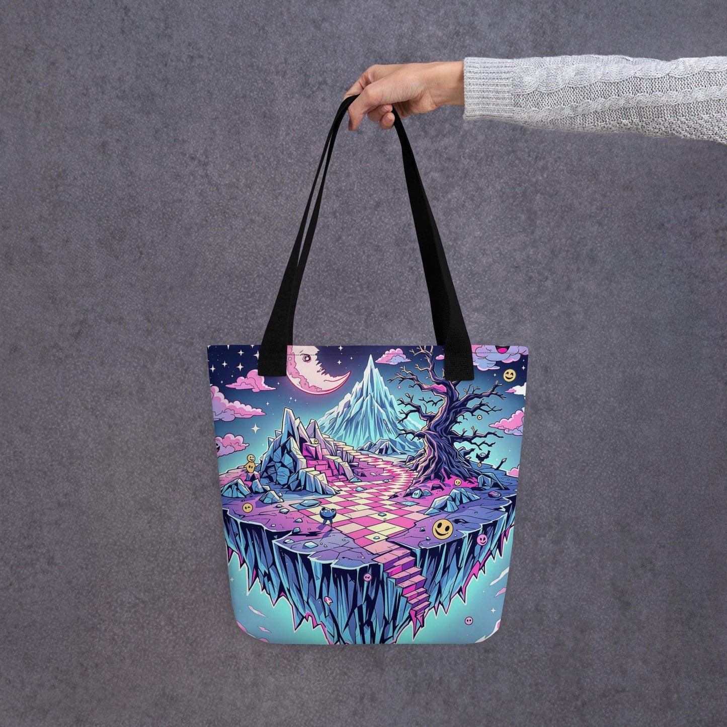 Surreal Landscape Arcane Tote Bag Gothic Grunge Neon Goth Darkcore Weirdcore Dark Aesthetic Halloween Purse Tote