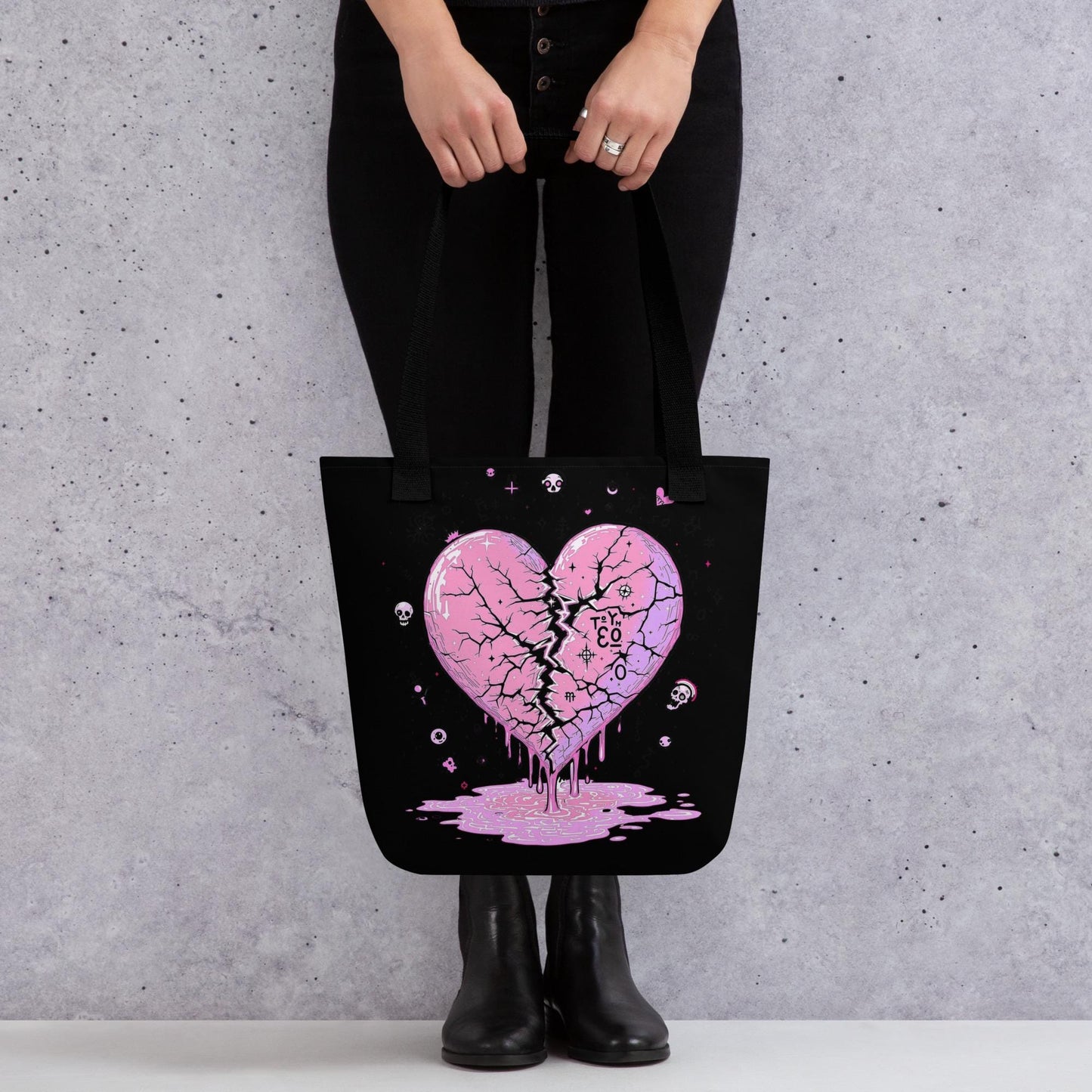 Arcane Heart Meltdown Tote Bag Gothic Grunge Neon Goth Darkcore Weirdcore Dark Aesthetic Halloween Purse Tote