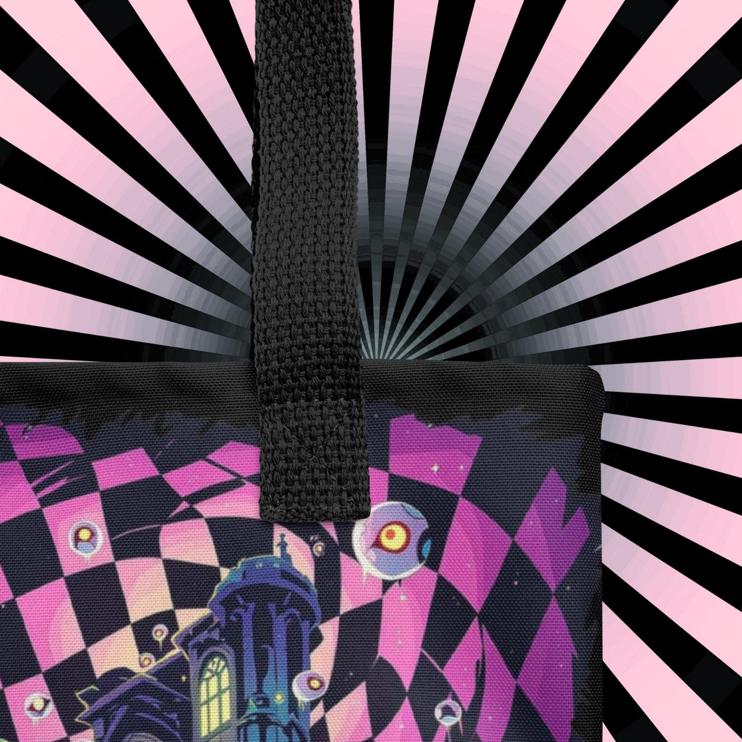 Fractured DreamScape Arcane Tote Bag Gothic Grunge Neon Goth Darkcore Weirdcore Dark Aesthetic Halloween Purse Tote