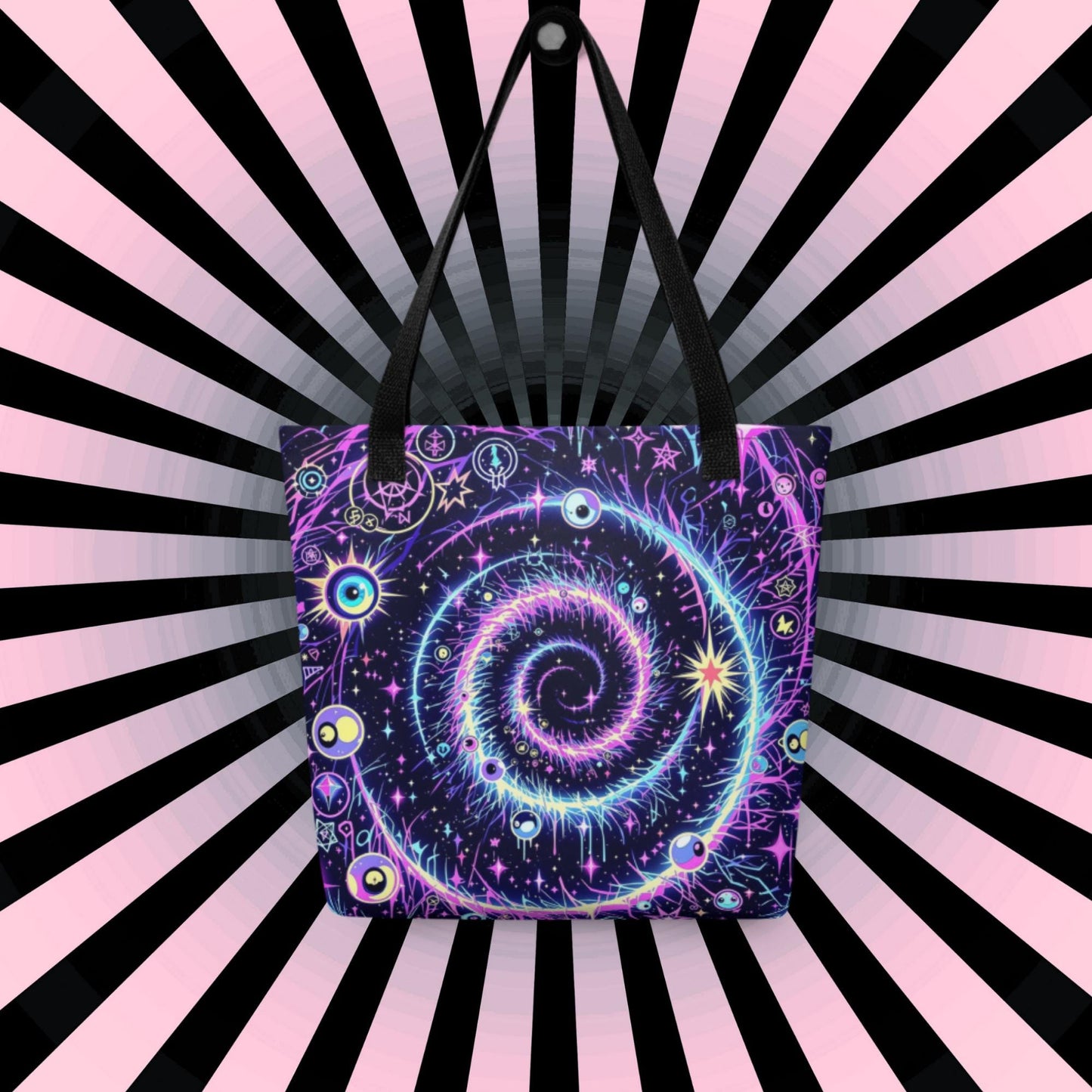 Celestial Swirl Arcane Tote Bag Gothic Grunge Neon Goth Darkcore Weirdcore Dark Aesthetic Halloween Purse Tote